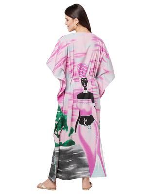 v-neck printed kaftan maxi dress - 18334776 - Standard Image - 4