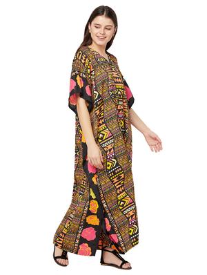 v-neck printed kaftan maxi dress - 18334785 - Standard Image - 3