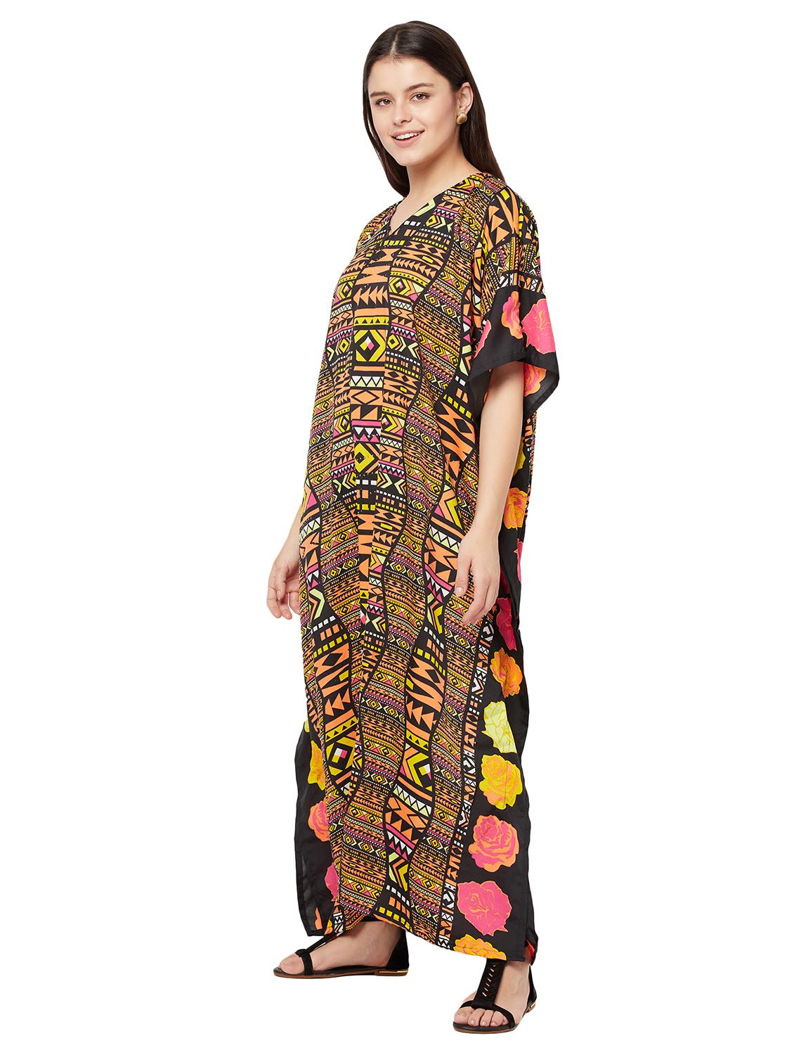 v-neck printed kaftan maxi dress - 18334785 - Zoom Image - 2