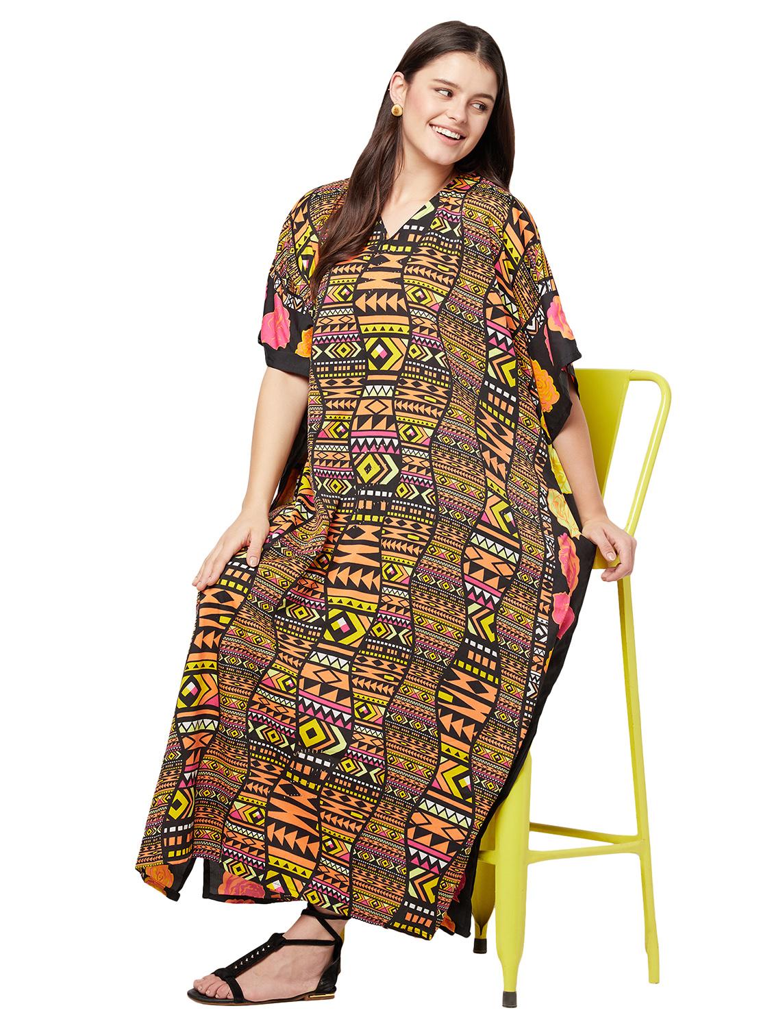 v-neck printed kaftan maxi dress - 18334785 - Zoom Image - 5