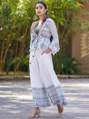 grey rayon top pants set - 18335149 - Standard Image - 2