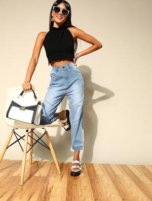 high rise stone washed denim jean - 18335181 - Standard Image - 4