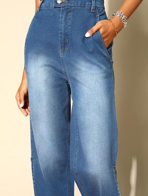 high rise stone washed denim jean - 18335190 - Standard Image - 5