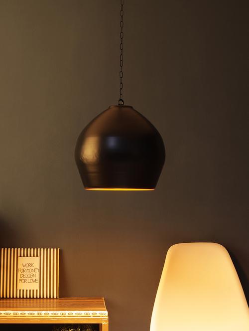 black gold metal hanging light by jainsons lights- bk-helmet-gd - without bulb - 18335451 -  Standard Image - 0