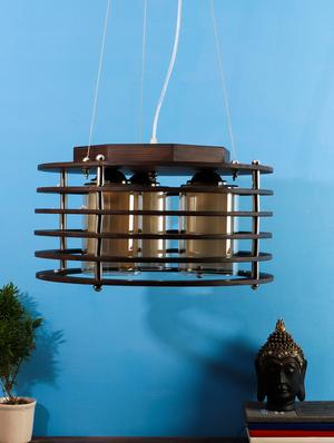 brown wood golden glass 12inch 3 light chandelier by jainsons lights- m-19-3lp-rd-gd - without bulb - 18335462 - Standard Image - 2