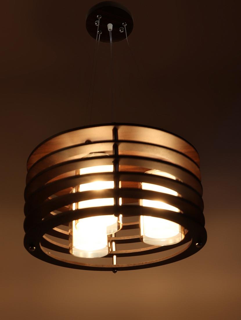 brown wood golden glass 12inch 3 light chandelier by jainsons lights- m-19-3lp-rd-gd - without bulb - 18335462 - Zoom Image - 3