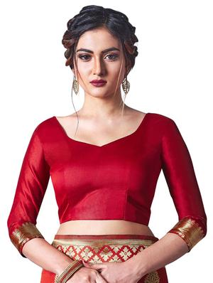 jacquard work banarasi saree with blouse - 18335728 - Standard Image - 3