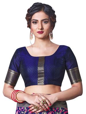 jacquard work banarasi saree with blouse - 18335756 - Standard Image - 3