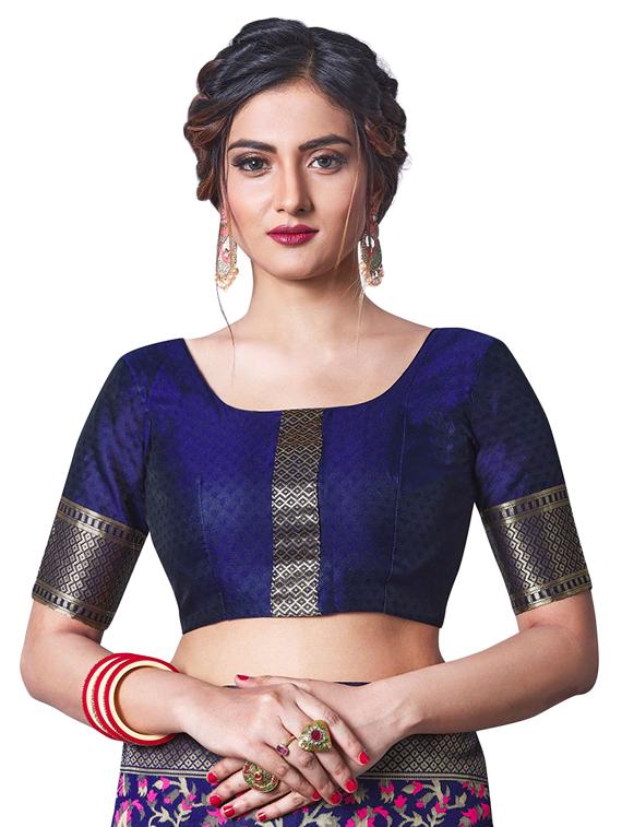 jacquard work banarasi saree with blouse - 18335756 - Zoom Image - 3