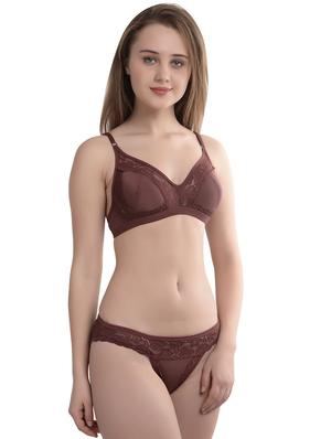 maroon laced bra and panty set - 18335789 - Standard Image - 3