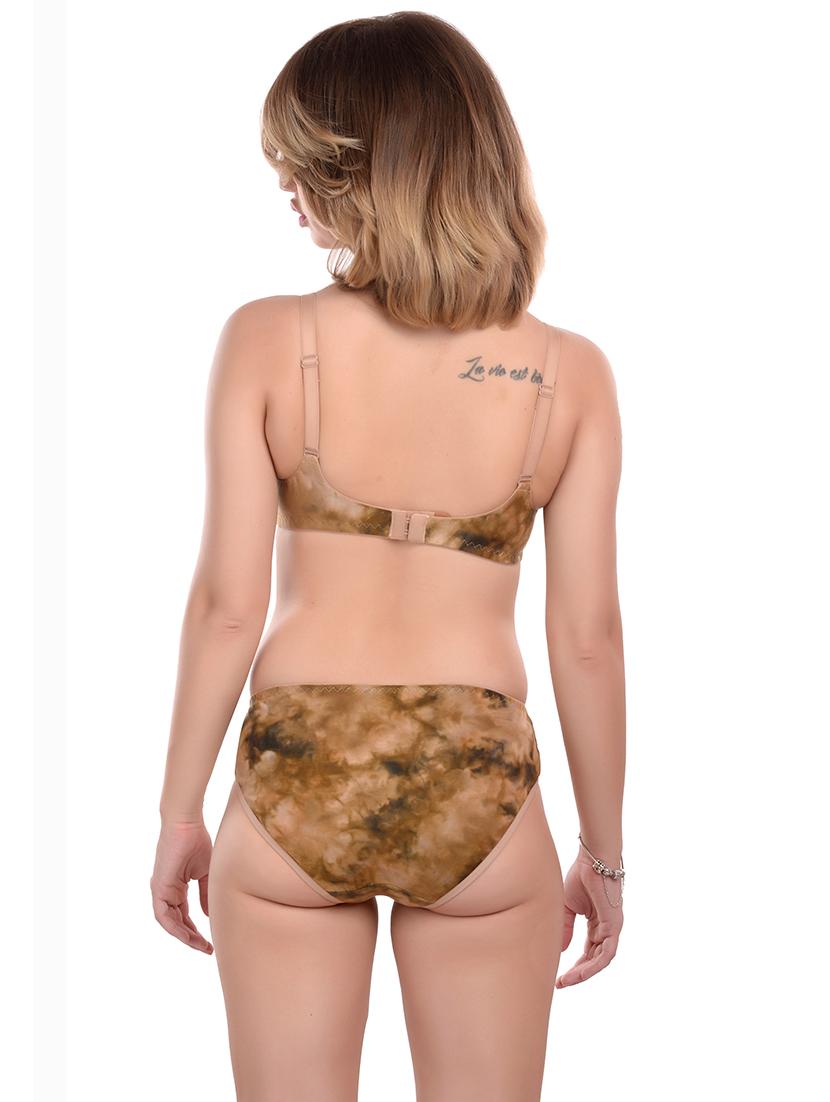 brown printed bra and panty set - 18335791 - Zoom Image - 3