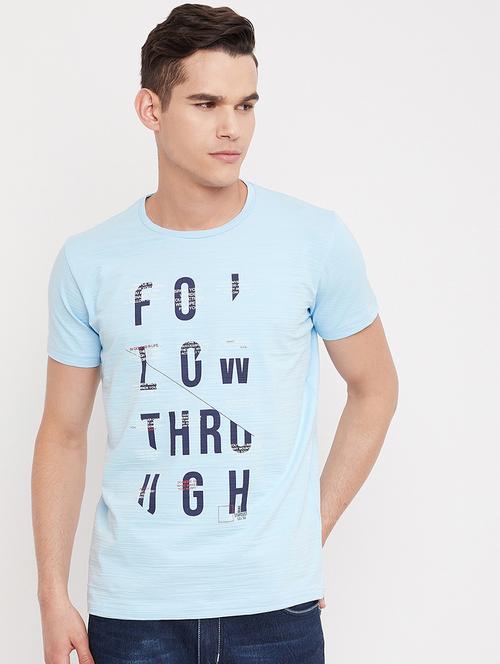 light blue front print t-shirt - 18335865 - Standard Image - 1