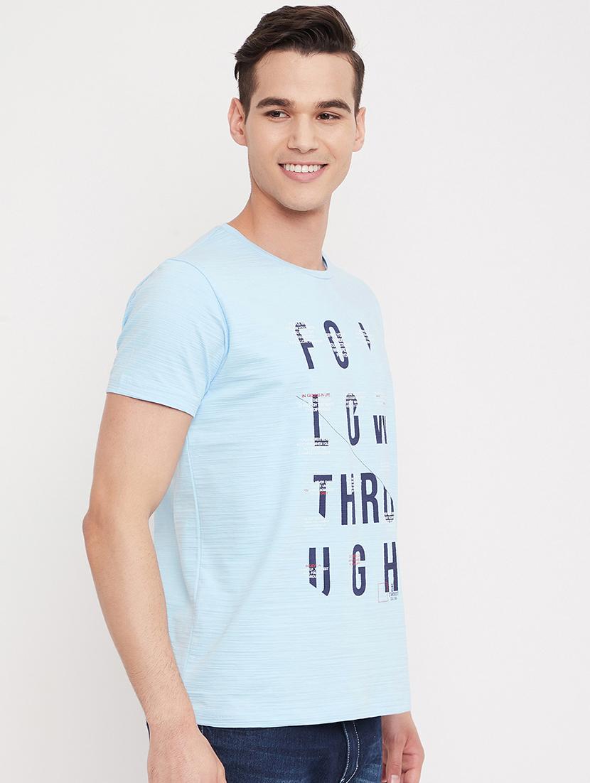 light blue front print t-shirt - 18335865 - Zoom Image - 2