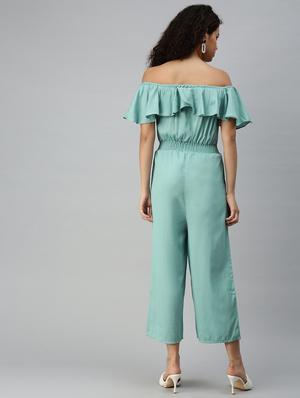 off shoulder solid full leg jumpsuit - 18336946 - Standard Image - 4