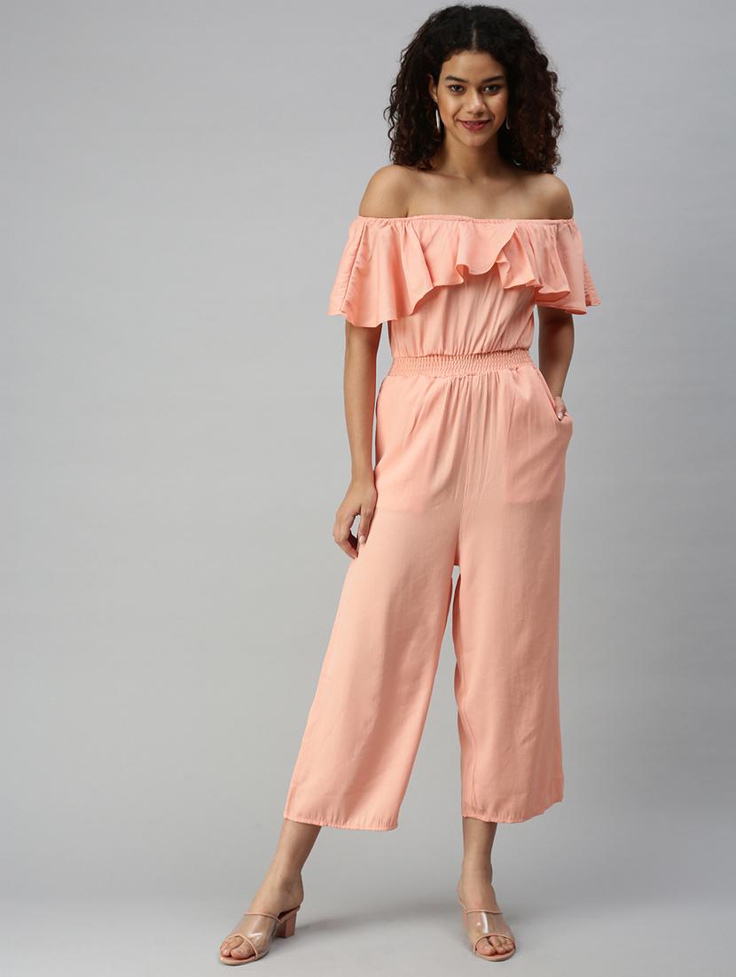 off shoulder solid full leg jumpsuit - 18336947 - Zoom Image - 2