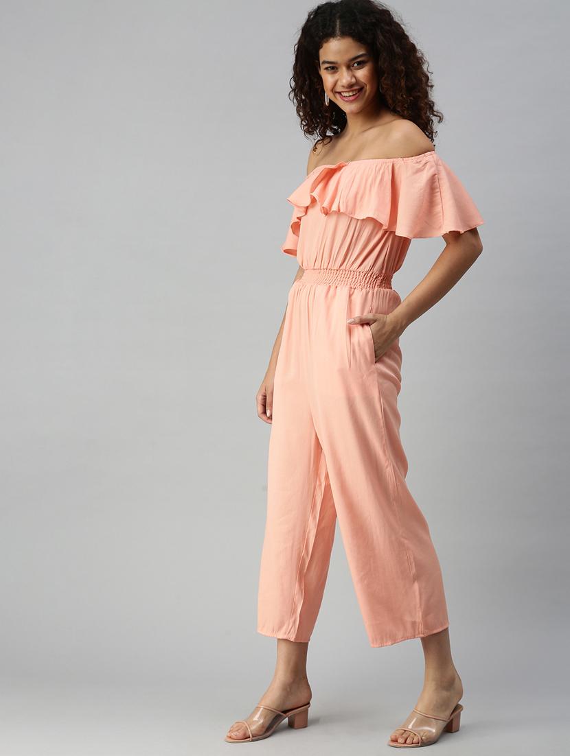 off shoulder solid full leg jumpsuit - 18336947 - Zoom Image - 3