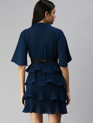 bell sleeved solid tiered dress - 18337313 - Standard Image - 3