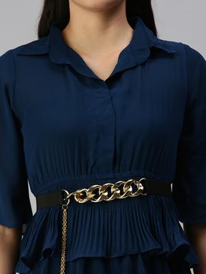 bell sleeved solid tiered dress - 18337313 - Standard Image - 6