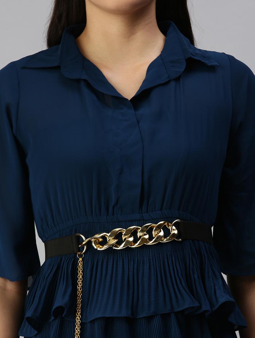 bell sleeved solid tiered dress - 18337313 - Zoom Image - 6