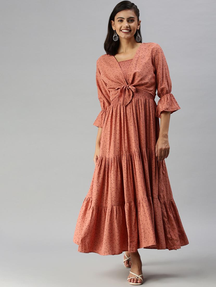 tie front printed flared dress - 18337316 - Zoom Image - 2
