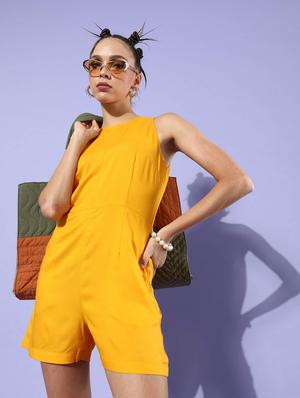 round neck solid romper - 18337348 - Standard Image - 2