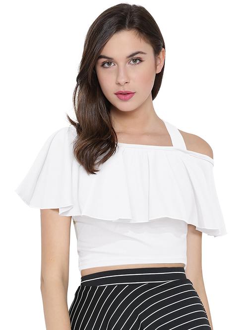 cold shoulder solid top - 18337676 - Standard Image - 1