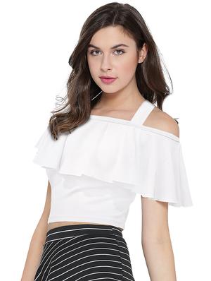 cold shoulder solid top - 18337676 - Standard Image - 2