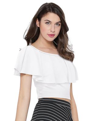 cold shoulder solid top - 18337676 - Standard Image - 3