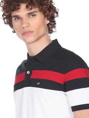 white color block polo t-shirt - 18337809 - Standard Image - 5
