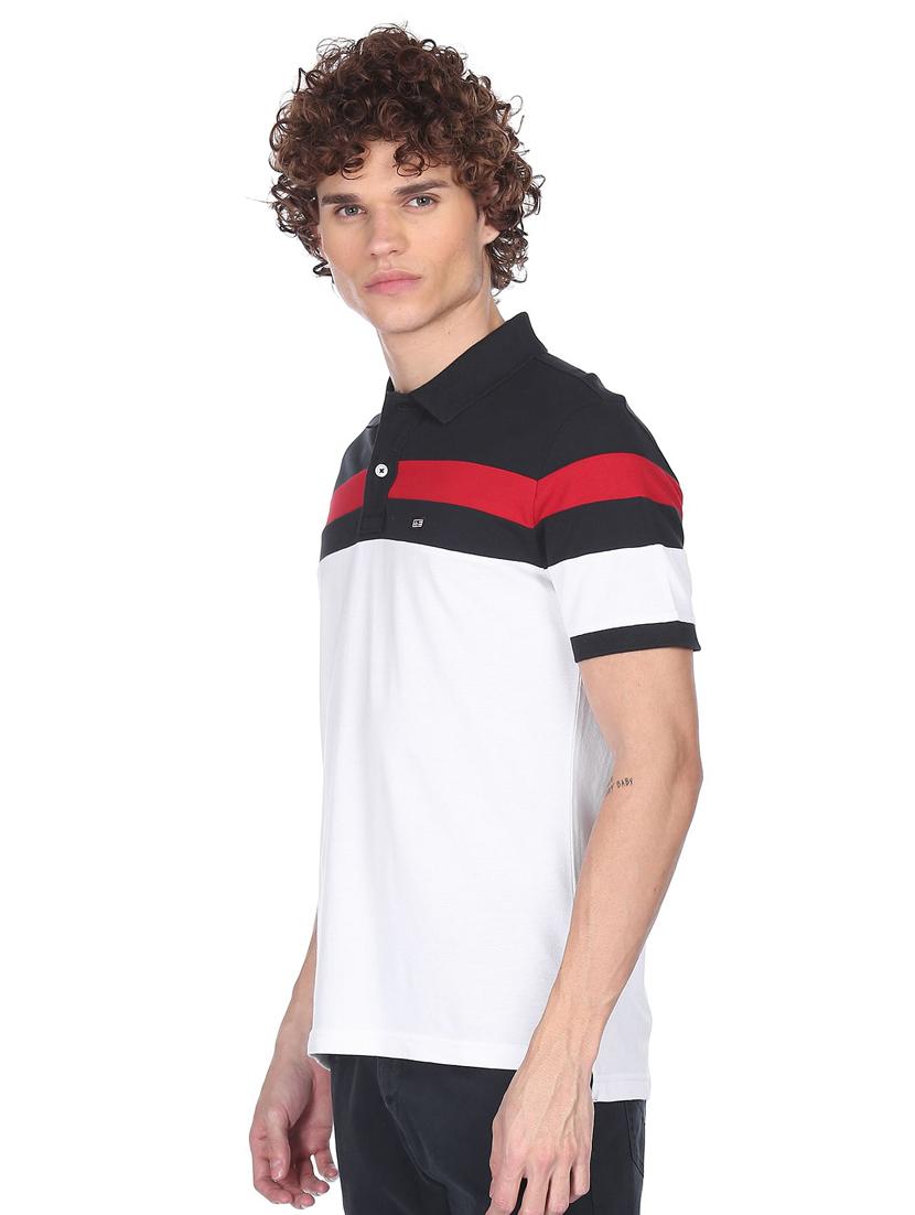 white color block polo t-shirt - 18337809 - Zoom Image - 2