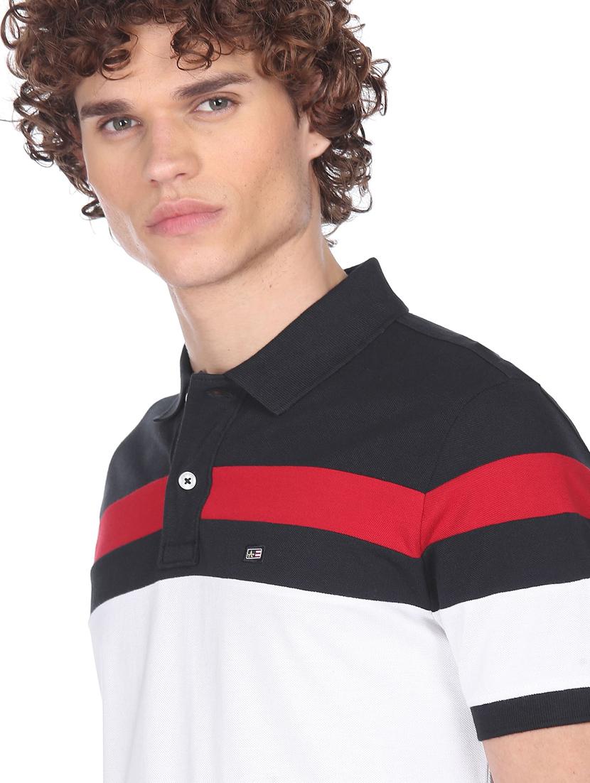 white color block polo t-shirt - 18337809 - Zoom Image - 5