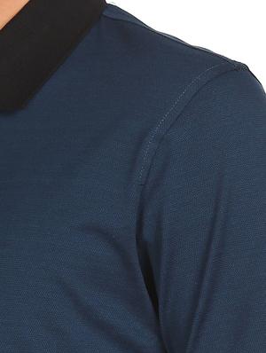 blue solid polo t-shirt - 18337821 - Standard Image - 5