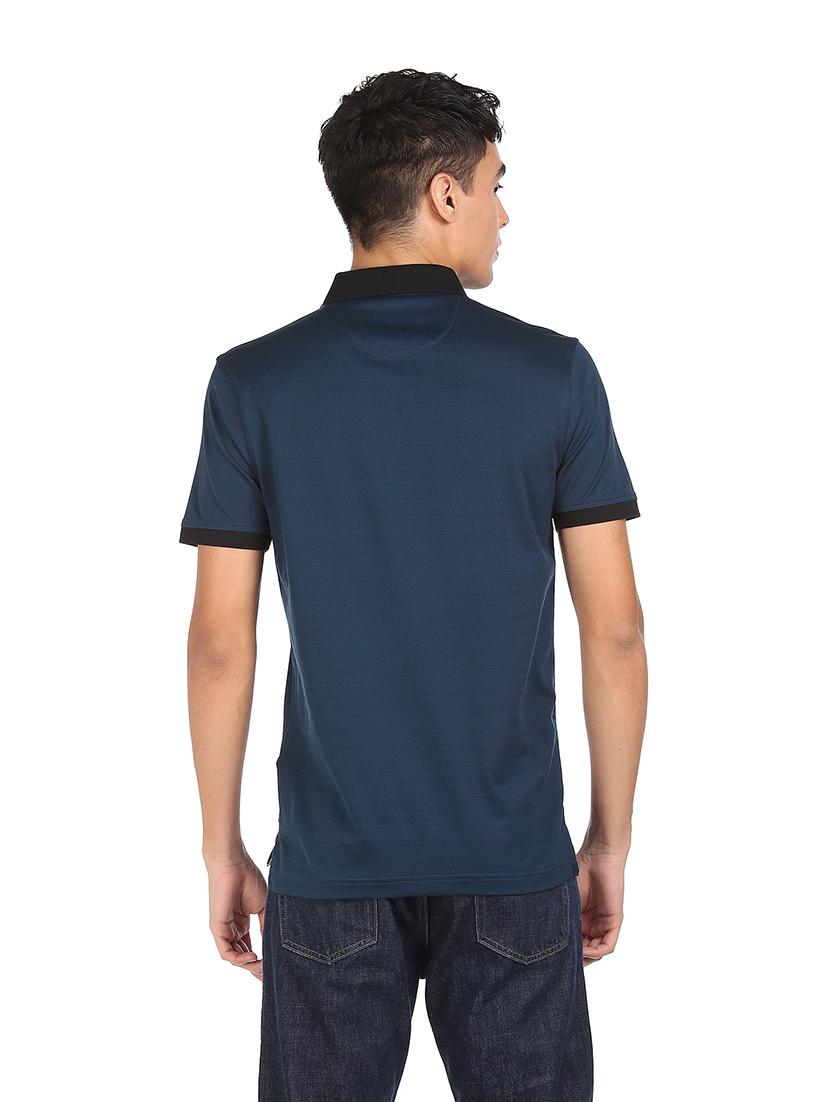 blue solid polo t-shirt - 18337821 - Zoom Image - 3