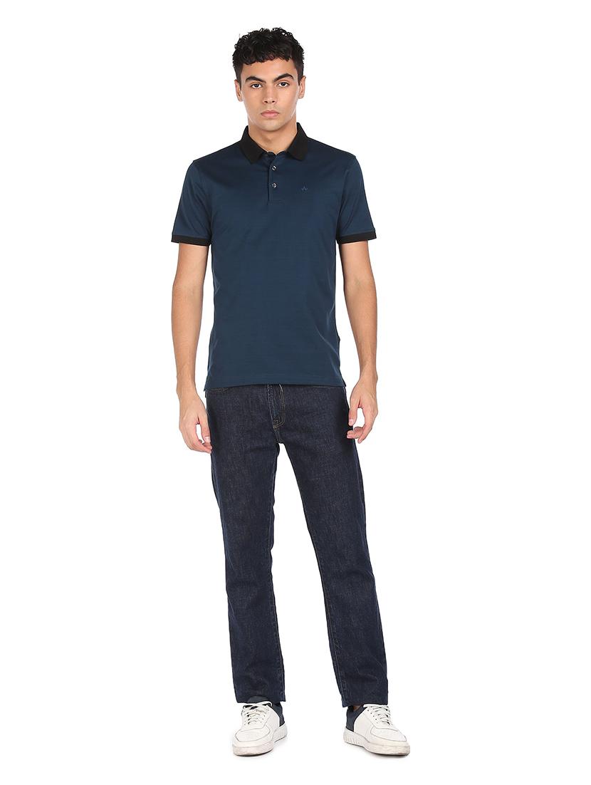 blue solid polo t-shirt - 18337821 - Zoom Image - 4