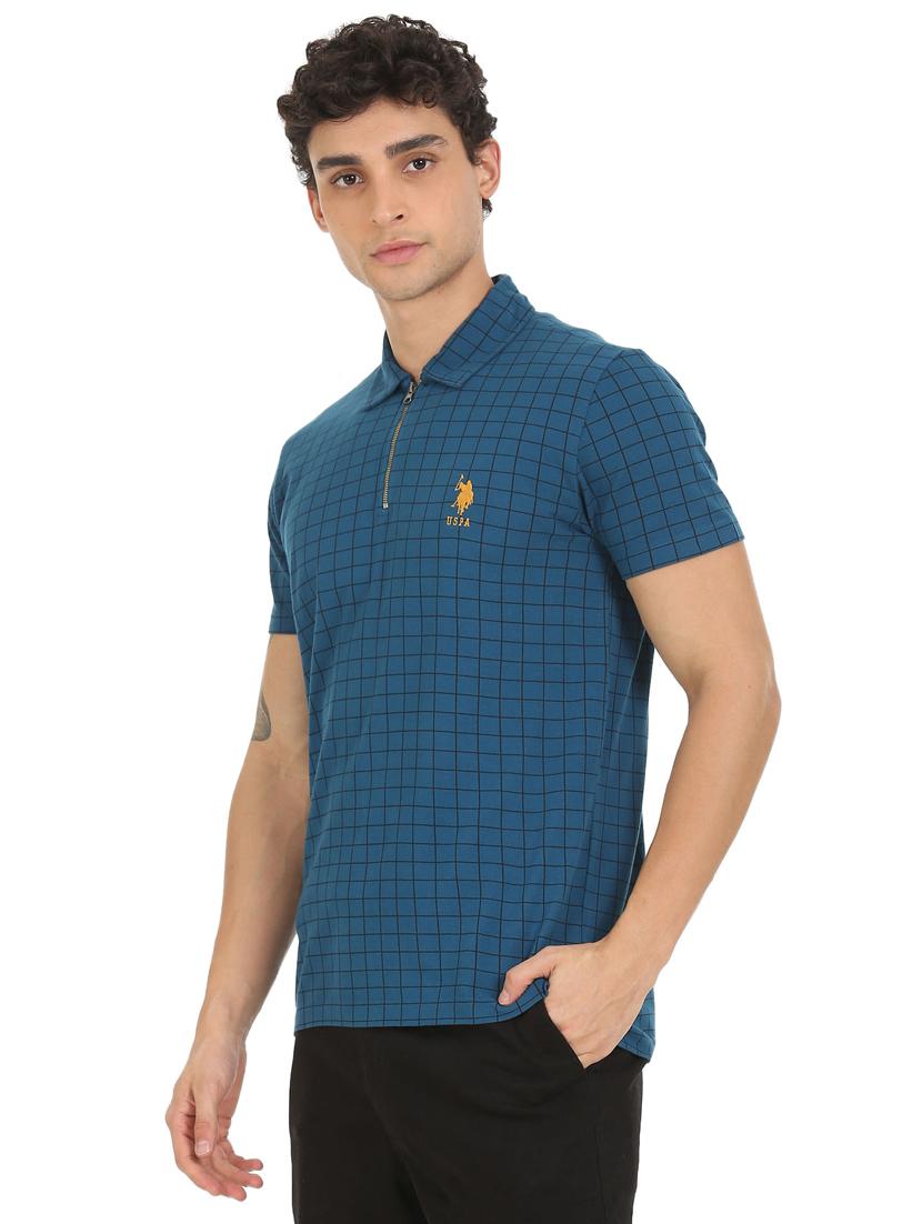 blue checked polo t-shirt - 18338162 - Zoom Image - 1