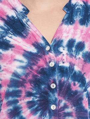 mandarin neck printed shirt - 18338524 - Standard Image - 5