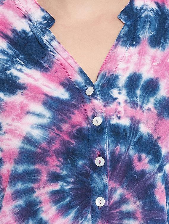 mandarin neck printed shirt - 18338524 - Zoom Image - 5