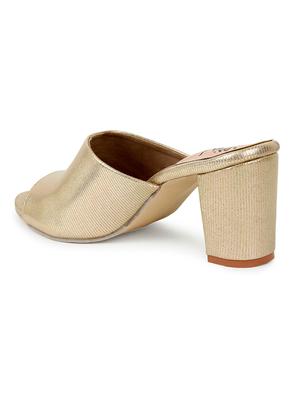 gold synthetic slip on sandals - 18338552 - Standard Image - 3