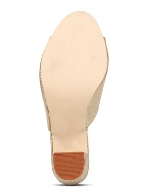 gold synthetic slip on sandals - 18338552 - Standard Image - 4