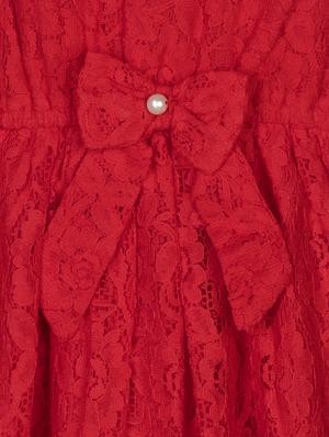 red self design lace work frock - 18338969 - Standard Image - 3