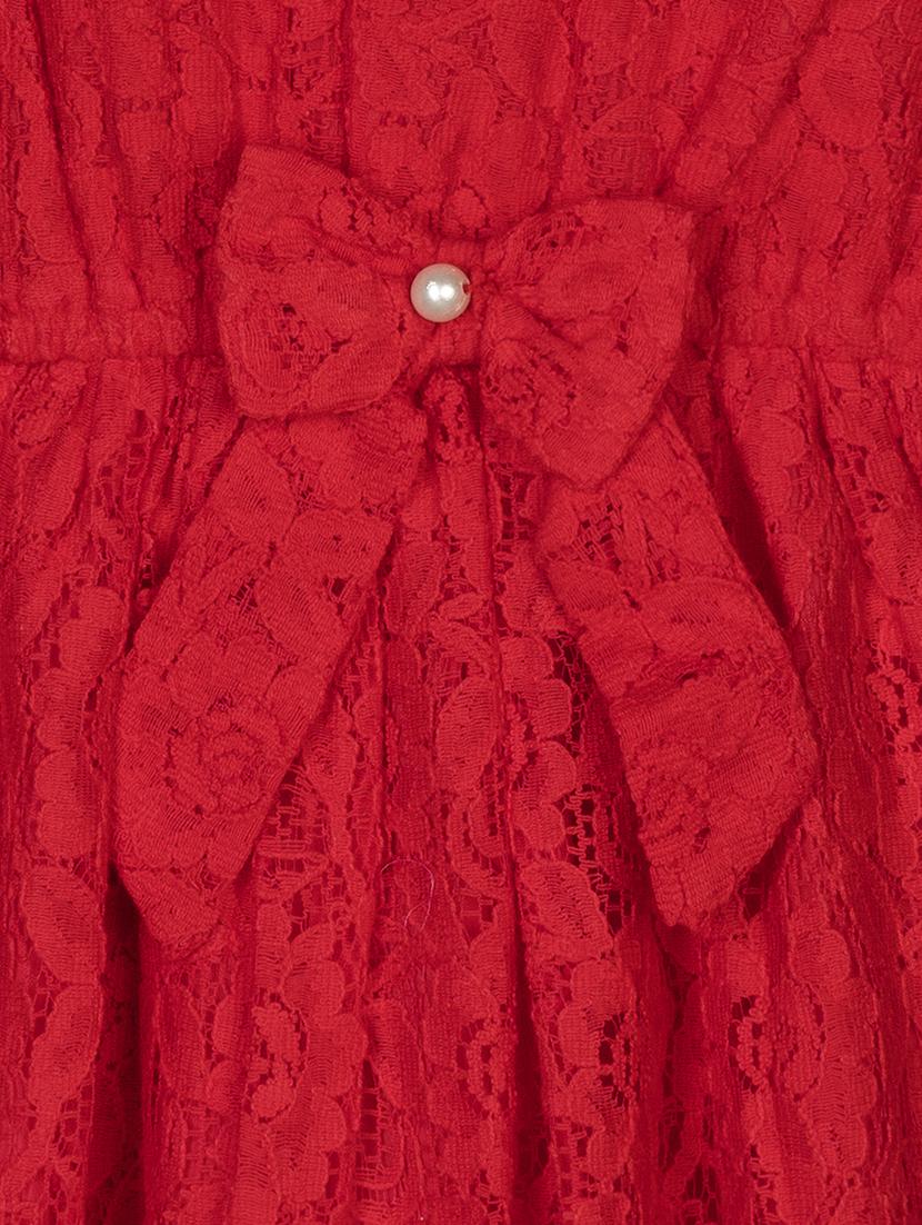 red self design lace work frock - 18338969 - Zoom Image - 3