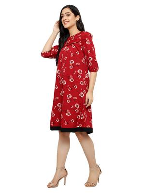 round neck floral a-line dress - 18339081 - Standard Image - 2