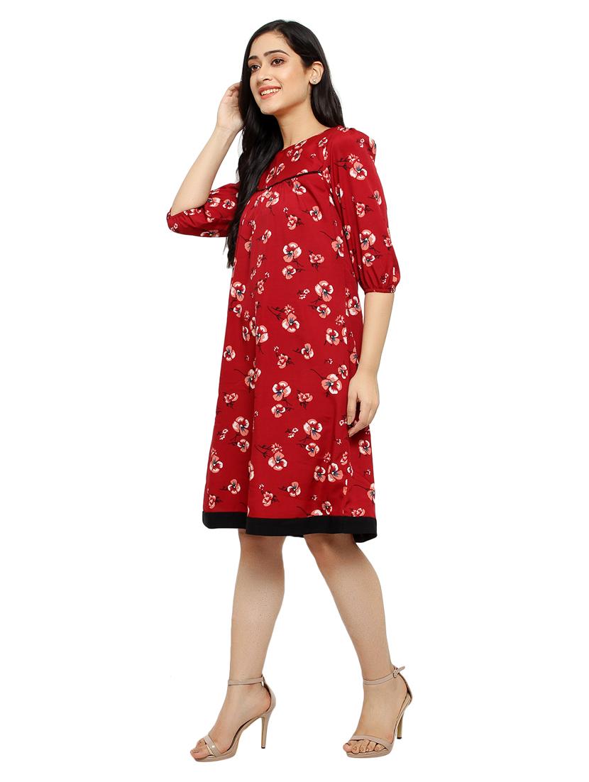 round neck floral a-line dress - 18339081 - Zoom Image - 2