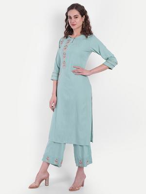 green viscose kurta palazzo set - 18339469 - Standard Image - 2
