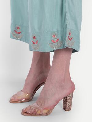 green viscose kurta palazzo set - 18339469 - Standard Image - 5