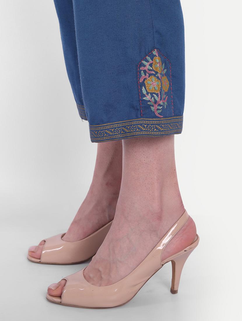 blue viscose kurta palazzo set - 18339476 - Zoom Image - 5