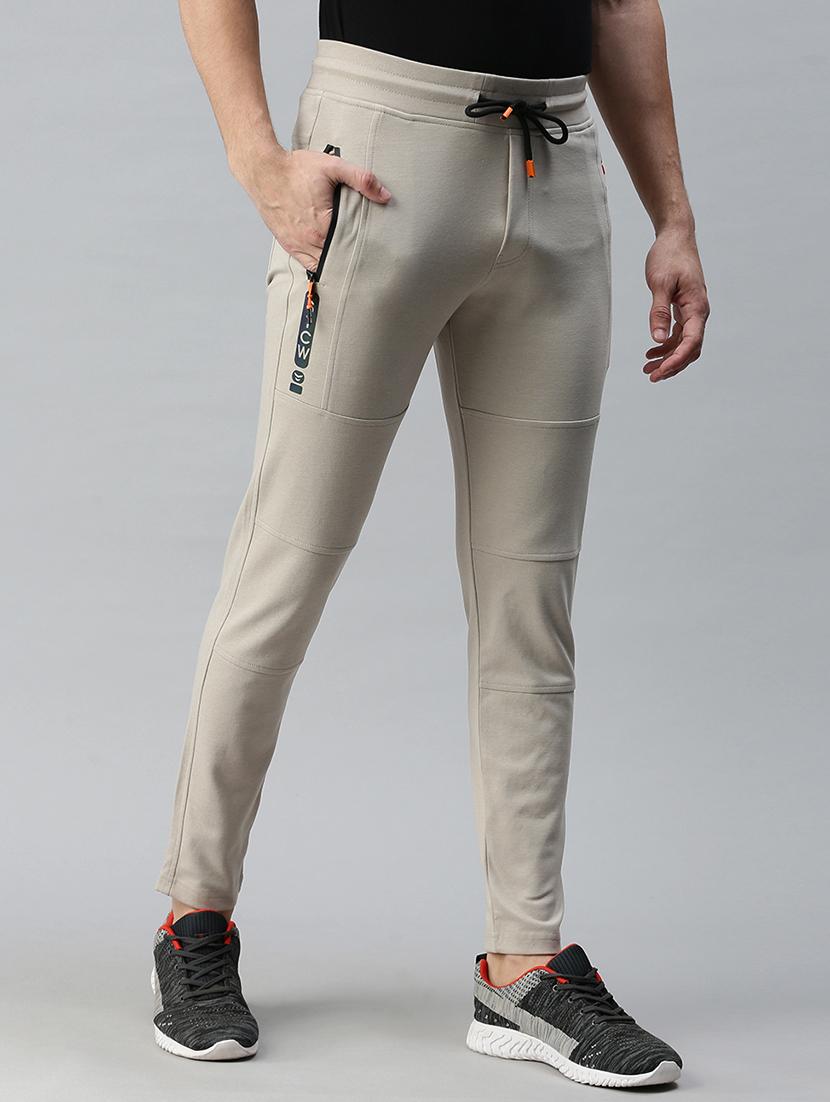 beige solid full length track pant - 18339883 - Zoom Image - 2