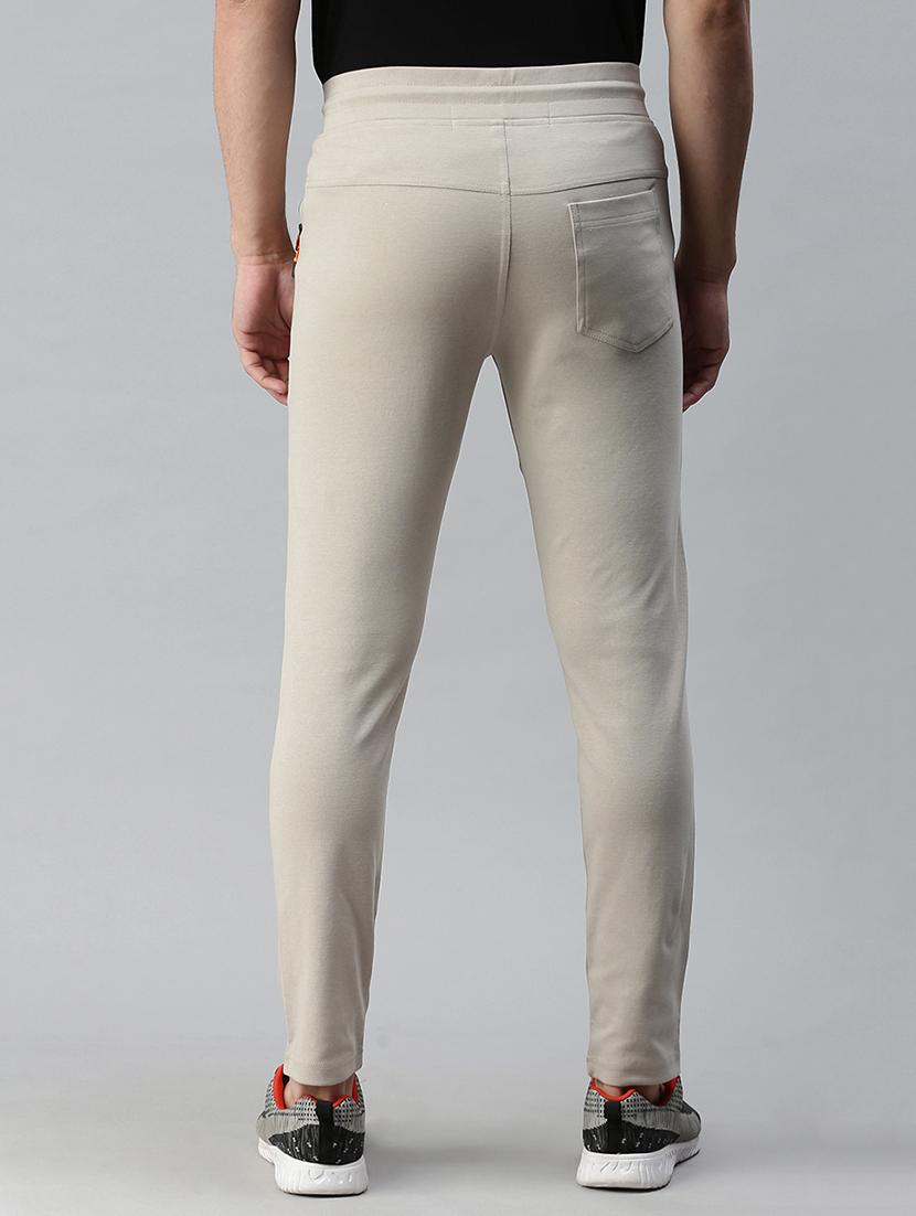 beige solid full length track pant - 18339883 - Zoom Image - 3