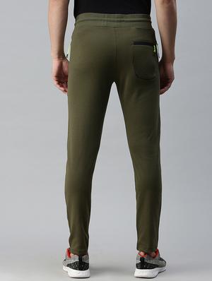 olive-green solid full length track pant - 18339890 - Standard Image - 3