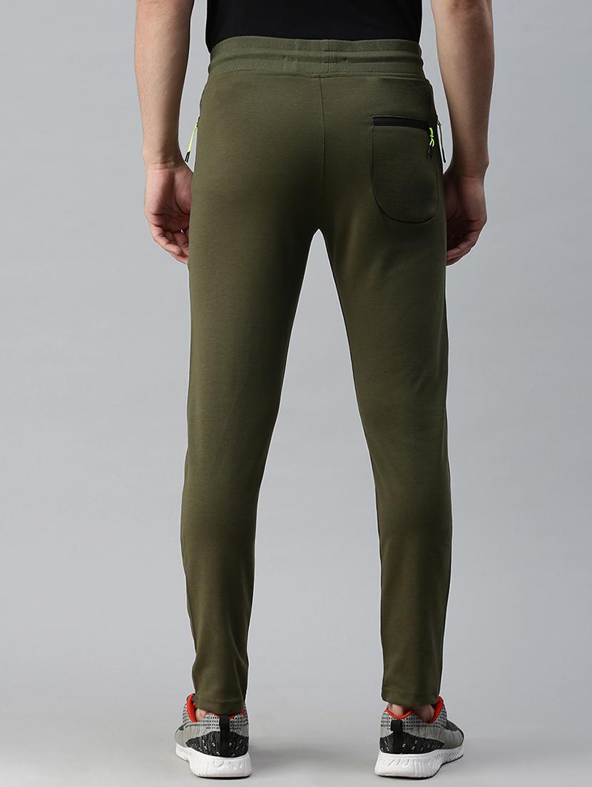 olive-green solid full length track pant - 18339890 - Zoom Image - 3